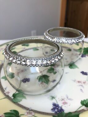 Glam Rhinestone Embellished Glass Votive Holders